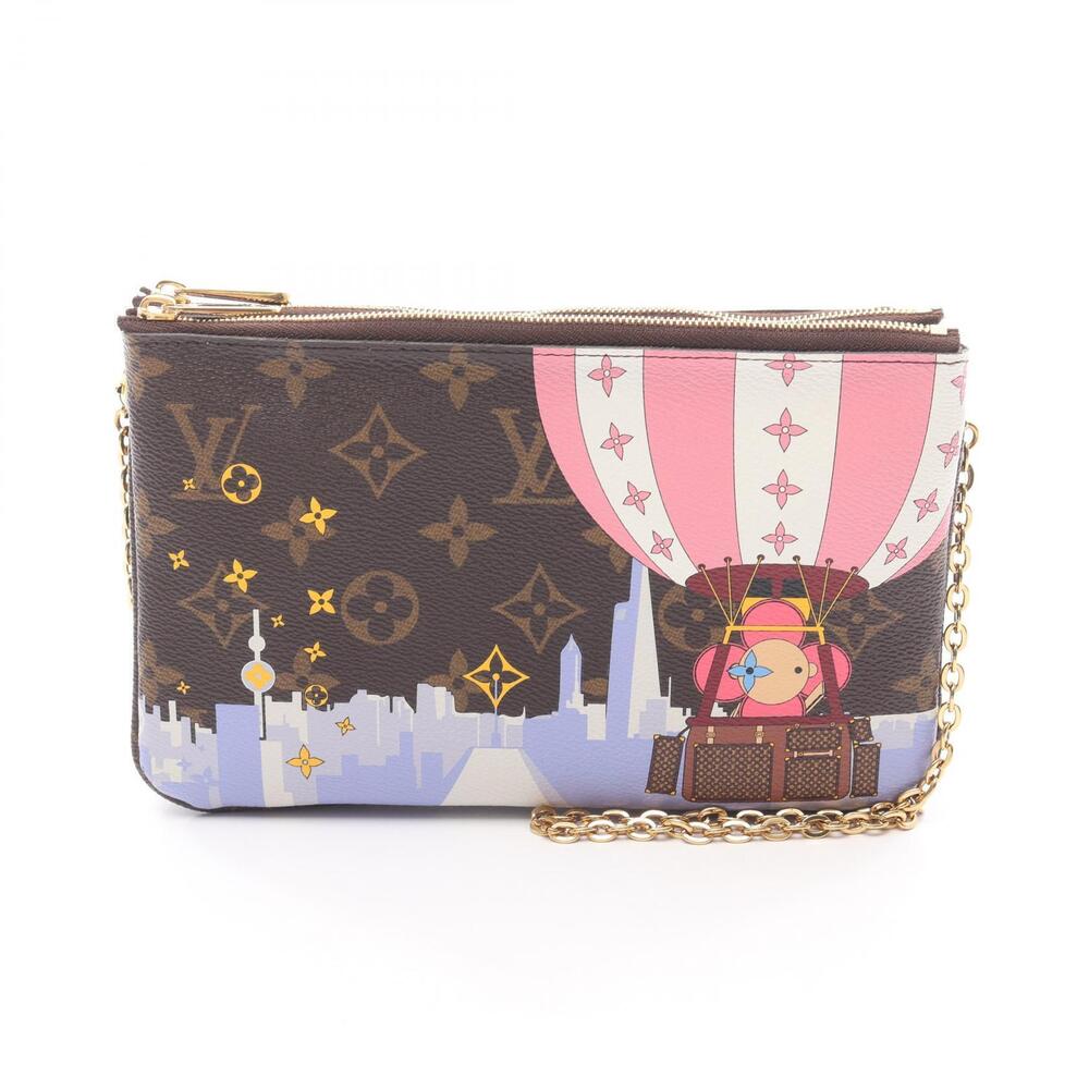 Louis Vuitton Pochette Double Zip Shoulder Bag Canvas Leather Monogram Vivienne